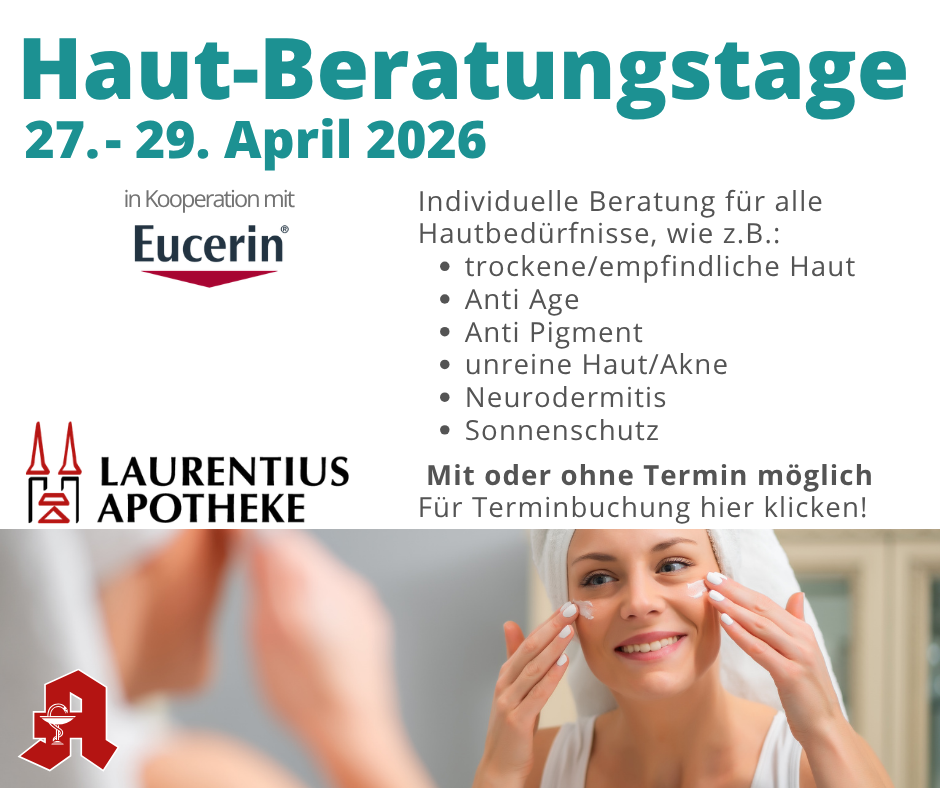 Haut-Beratungstage vom 27.-29.4.2026 in der Laurentius-Apotheke